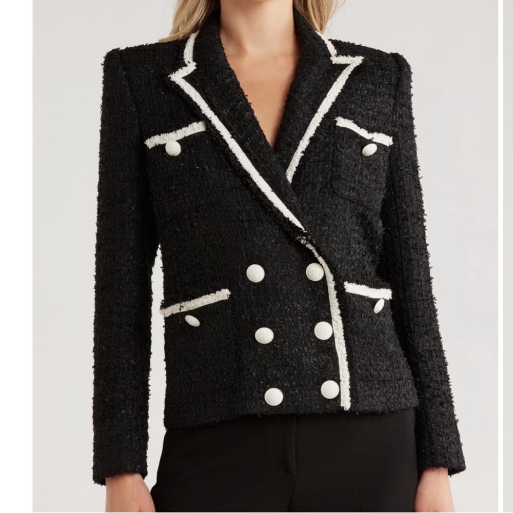 L'Agence Alextra Black Tweed Boucle Jacket NWT